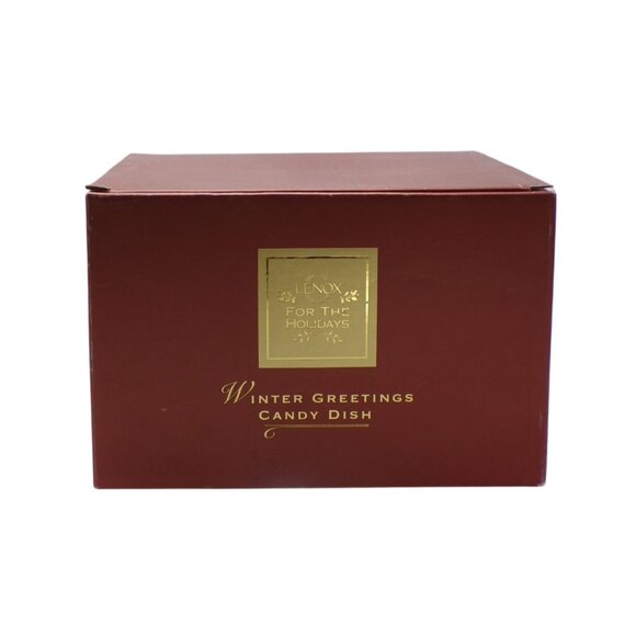 Lenox Winter Greetings Candy Dish Porcelain Gold Trim Holiday Bird Design 7" NIB - Picture 6 of 9